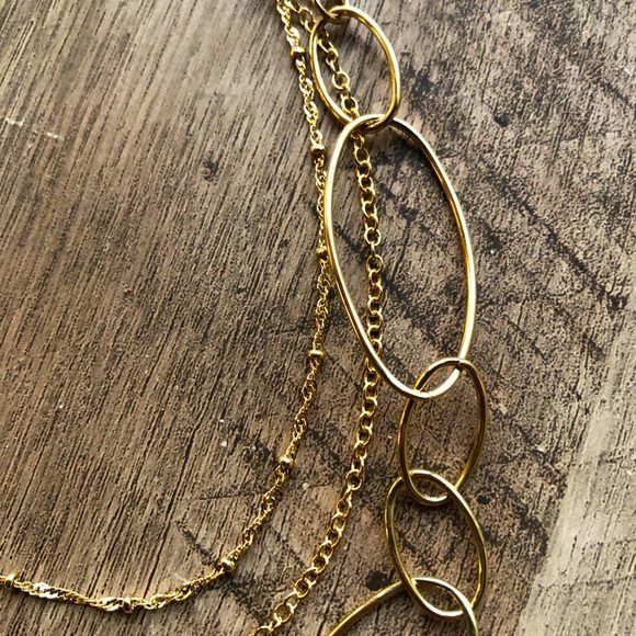 Layered Necklace Tigers Eye Healing Stone, Gold Floral Detail, Boho Wedding - Picture 4 of 5